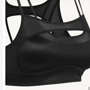 IVY PARK x ADIDAS layered satiny NWT black shiny bra/crop top 2X